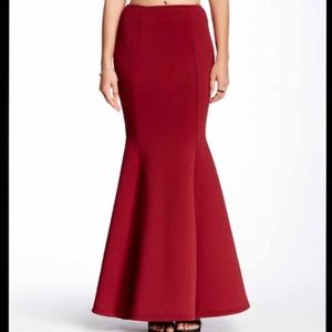 TEMP DROP! Gracia Dark Red Flare Hem Maxi Skirt
